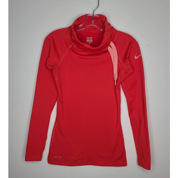 Nike Pro Dri-Fit coral red cowl neck pullover sweatshirt - XS - Picture 1 of 6
